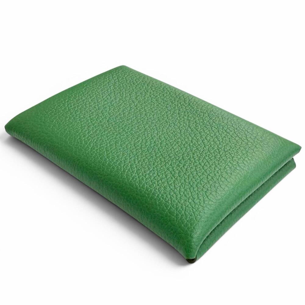 HERMES Calvi Veau Epsom Silver Hardware Business Card Holder/Card Case Green ... - Picture 4 of 9